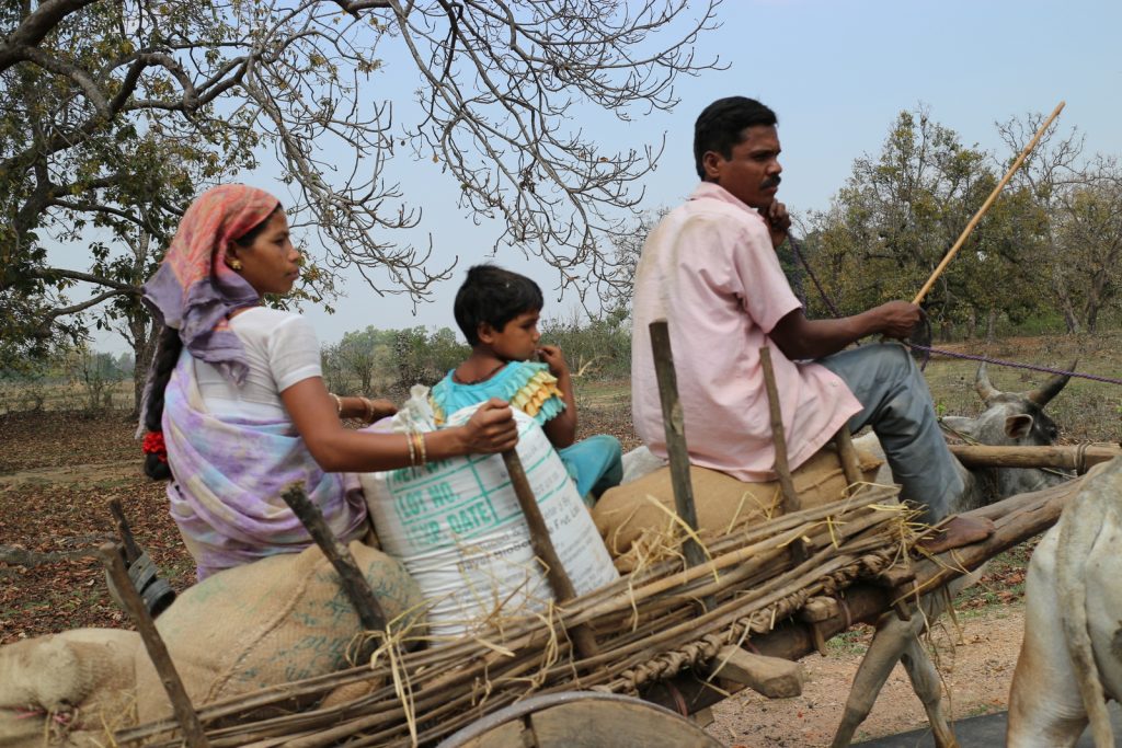 Perhe vankkureilla Intia